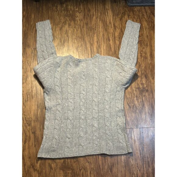 Cabincore Grey V neck womens wool cashmere angora blend sweater sz p med preppy - Picture 7 of 8